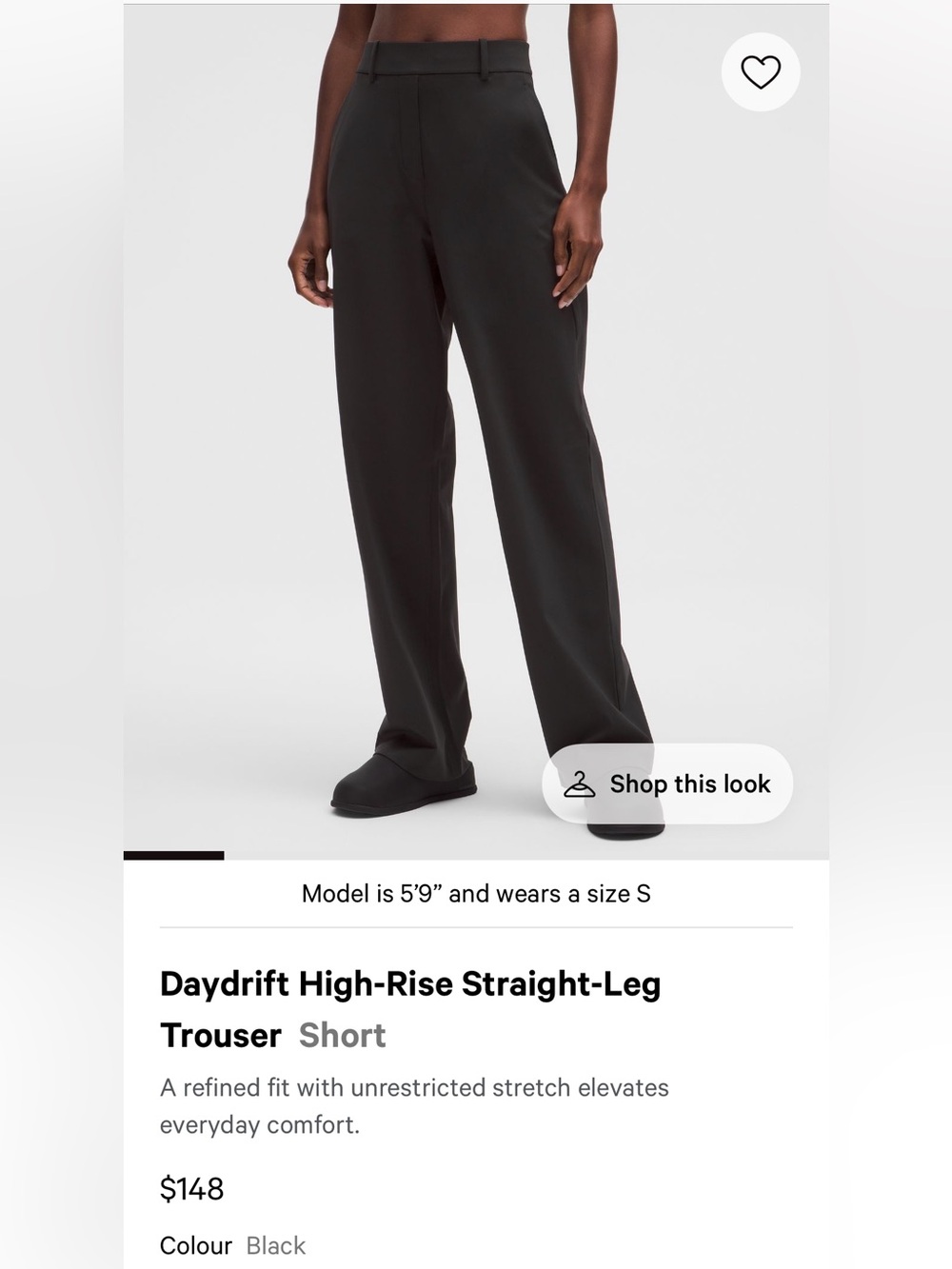 lululemon daydrift women Straight-Leg Trousers Black size medium short